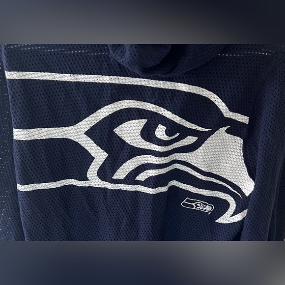 NWT Seattle Seahawks mesh hooded full zip jacket Navy Blue women’s L - Picture 14 of 14